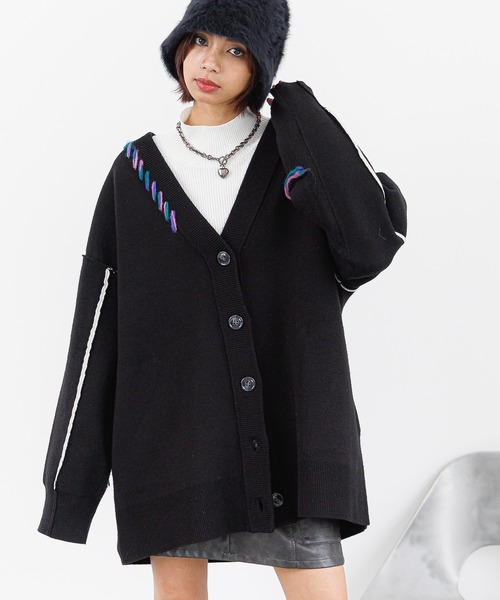 PAGEBOY ニット セーター Wフェイスネップステッチカーディガン