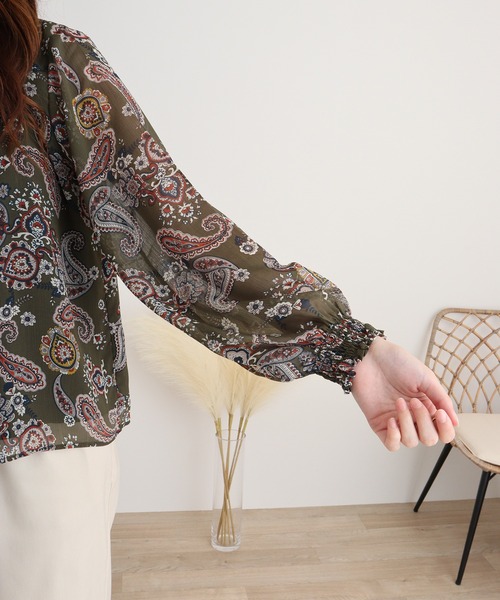 ブラウス シャツ BRODIAEA ペイズリー柄シフォンプルオーバー レディース ブラウス シャツ BRODIAEA ペイズリー柄シフォンプルオーバー