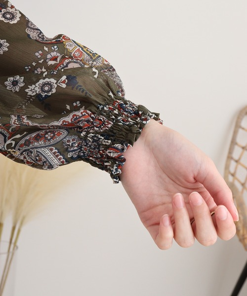 ブラウス シャツ BRODIAEA ペイズリー柄シフォンプルオーバー レディース ブラウス シャツ BRODIAEA ペイズリー柄シフォンプルオーバー