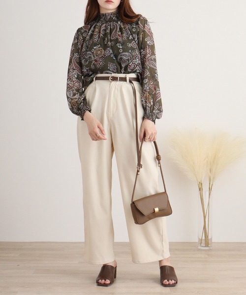 ブラウス シャツ BRODIAEA ペイズリー柄シフォンプルオーバー レディース ブラウス シャツ BRODIAEA ペイズリー柄シフォンプルオーバー
