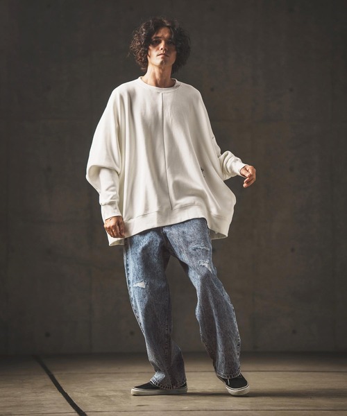 GLIMCLAP ジーンズ mp12709- Chemical processing denim wide straight