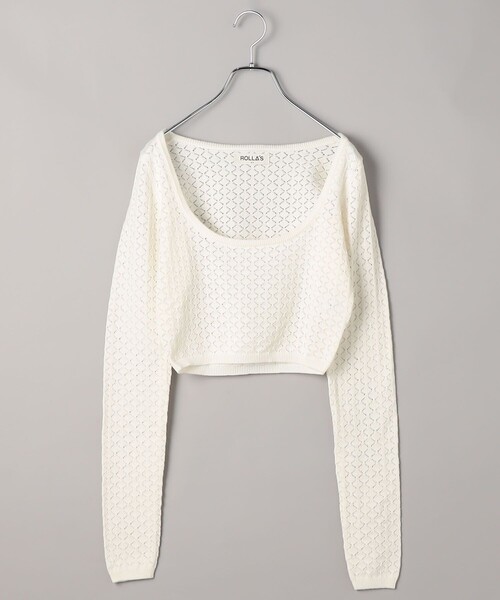 ニット セーター ROLLA’S/ローラス SCOOP TOP DIAMOND KNIT/ダイヤモンド ニット スクープ トップ/ショート丈ニット レ