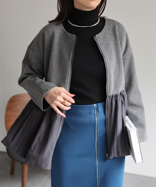 美品　サカイ　アンコン ジャケット　３　ニット　異素材 ドッキング ポケット　L sacai / サカイ | MA-1異素材 切替 ドッキング ワッフル ニット