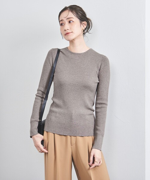 UNITED ARROWS ニット W 18G リブ クルーネック レディース : ZOZOTOWN 