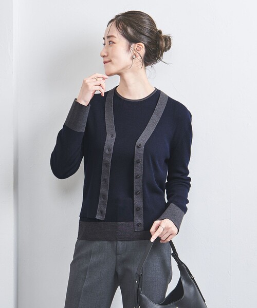 UNITED ARROWS ニット W 18G リブ クルーネック レディース : ZOZOTOWN 