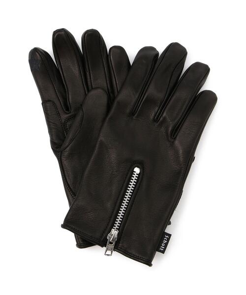 schott ショット　本革グローブ　ブラック　ほぼ未使用 Schott N.Y.C（ショット） 手袋 Schott/ショット/ZIP LEATHER GLOVE