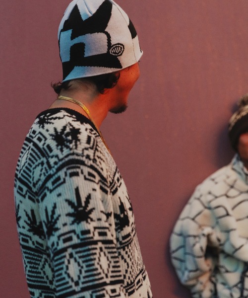 国内配送★HUF★OUTLINES SKULL ニットビーニー 3色 OUTLINES SKULL BEANIE / HUF ハフ ビーニー ニットキャップ