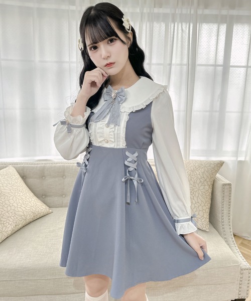 ROJITA BIG衿サイドレースアップワンピース ROJITA ワンピース BIG衿サイドレースアップワンピース