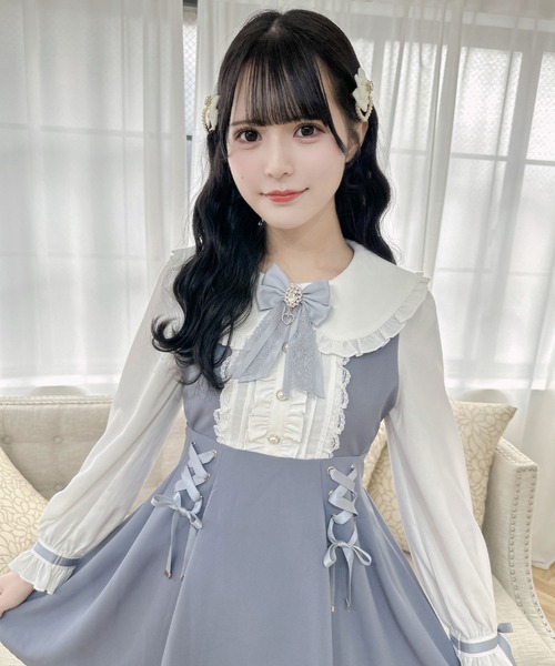 ROJITA BIG衿サイドレースアップワンピース ROJITA ワンピース BIG衿サイドレースアップワンピース