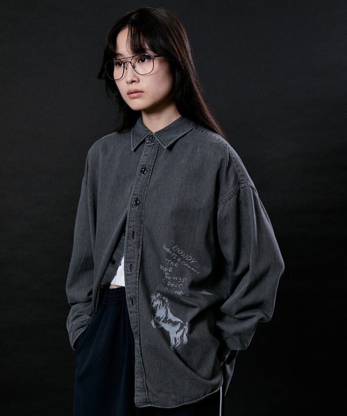 ブラウス シャツ 「Work of kendai_for M」 DENIM BIG SHIRTS レディース