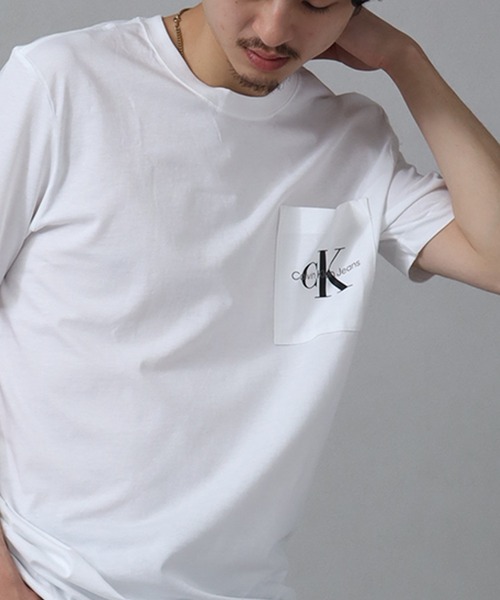 カルバン クライン    トップス Tシャツ 半袖 プリント ロゴ モノグラム ワンポイント クルーネック カットソー 40HM カルバン クライン Calvin Klein トップス Tシャツ 半袖