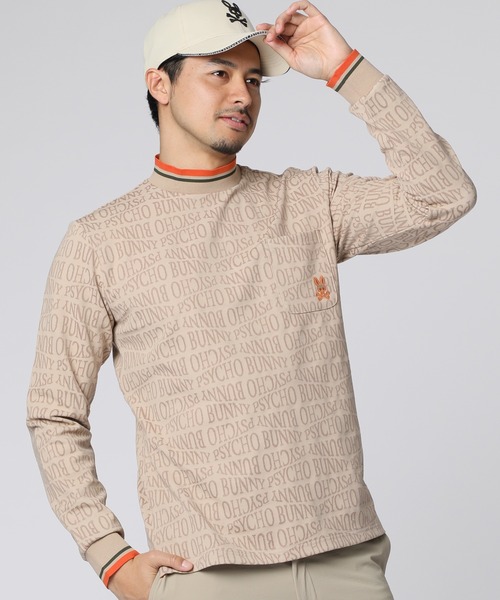 Psycho Bunny - 【新品】サイコバニー　Tシャツ　フォントジャガードモックネック Mサイズ　ゴルフ Psycho Bunny tシャツ 「GOLF」フォントジャガード モックネック
