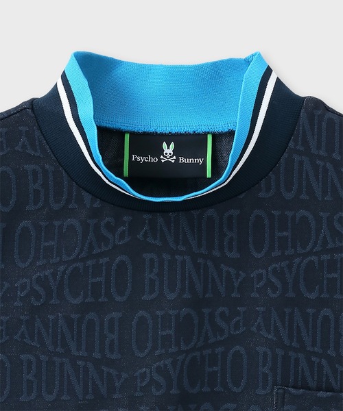 【新品】サイコバニー　Tシャツ　フォントジャガードモックネック Mサイズ　ゴルフ Psycho Bunny tシャツ 「GOLF」フォントジャガード モックネック