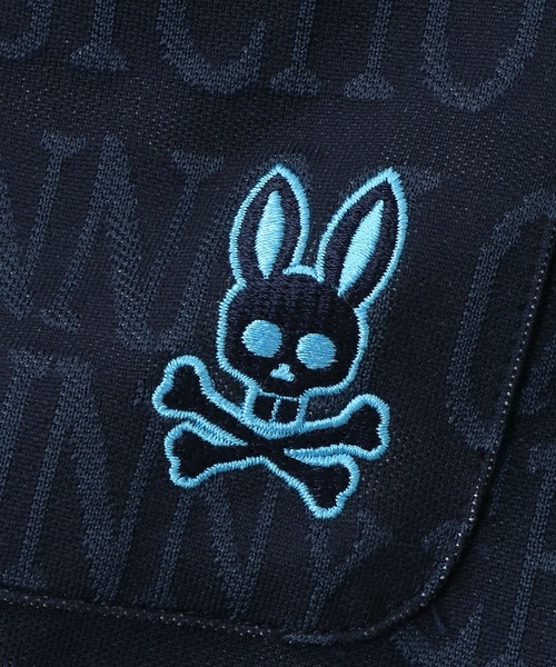 【新品】サイコバニー　Tシャツ　フォントジャガードモックネック Mサイズ　ゴルフ Psycho Bunny tシャツ 「GOLF」フォントジャガード モックネック