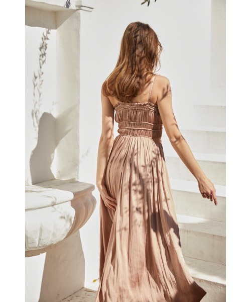 シャーリングサテンドレス エステラケー Estella.K ワンピース Estella.K ワンピース Julia Satin Long Dress シャーリング