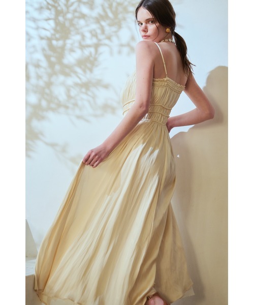 Estella.K ワンピース Julia Satin Long Dress シャーリングサテン