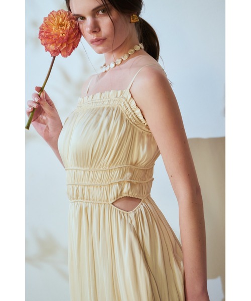 Estella.K ワンピース Julia Satin Long Dress シャーリングサテン