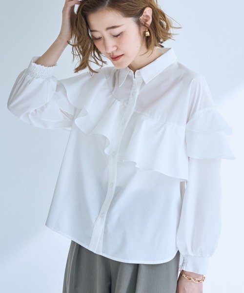 ブラウス シャツ 「大きいサイズ」アシンメトリーフレアブラウス「OtonaSMILE」 レディース