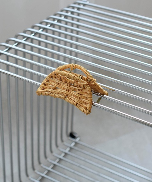 utatane ヘアクリップ 髪飾り 籐ハーフムーンヘアクリップ ラタン