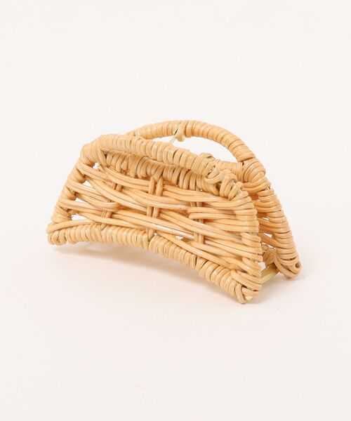 utatane ヘアクリップ 髪飾り 籐ハーフムーンヘアクリップ ラタン