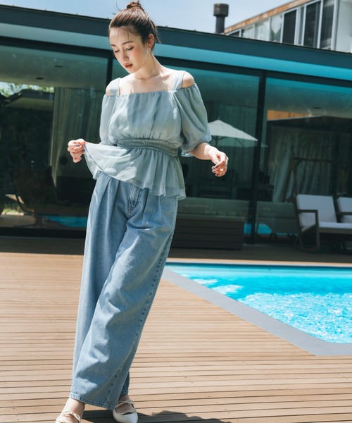 すぐ届く【JILL by JILL】可愛い EDWIN デニム ワイド パンツ JILL by STUART ジーンズ デニム デニムパンツ EDWINコラボ