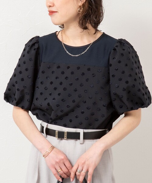 「NOLLEY'S Sophi」 長袖ブラウス 38 ネイビー レディース NOLLEY'S Sophi ブラウス シャツ ドットジャガードバルーン