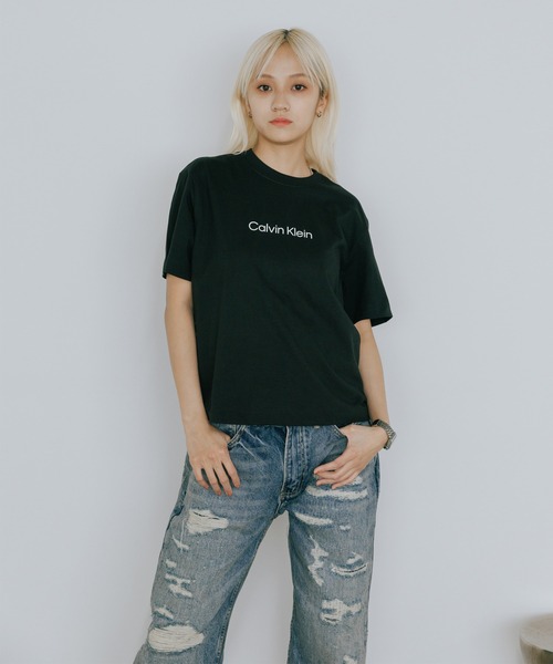 売れ筋商品|||カルバンクライン Tシャツ レディース トップス Print T-shirt - blue Calvin Klein tシャツ /カルバン クラインSS ARCHIVE LOGO
