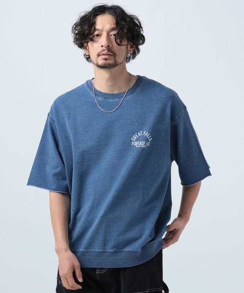 BAYFLOW tシャツ インディゴスウェット半袖Tシャツ メンズ
