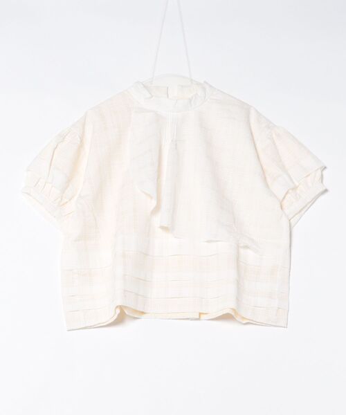 tシャツ シアーチエックヘムブラウス レディース
