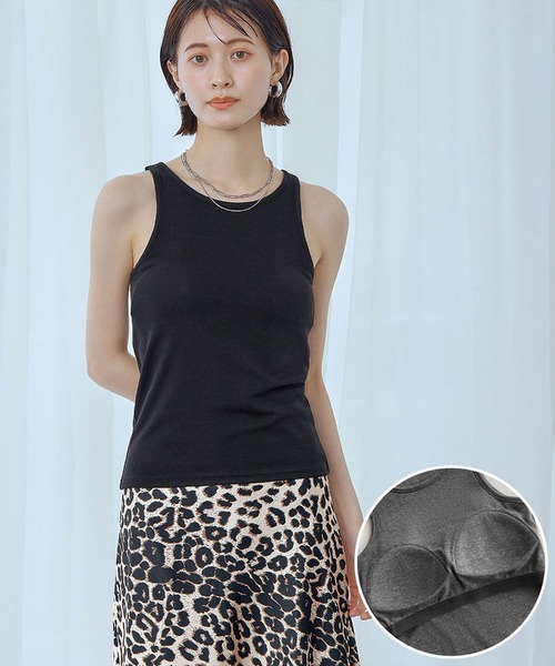 ノースリーブ（黒） Ampirula タンクトップ ノースリーブ カップ付きアメリカンスリーブ