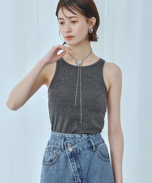 Ampirula タンクトップ ノースリーブ カップ付きアメリカンスリーブ
