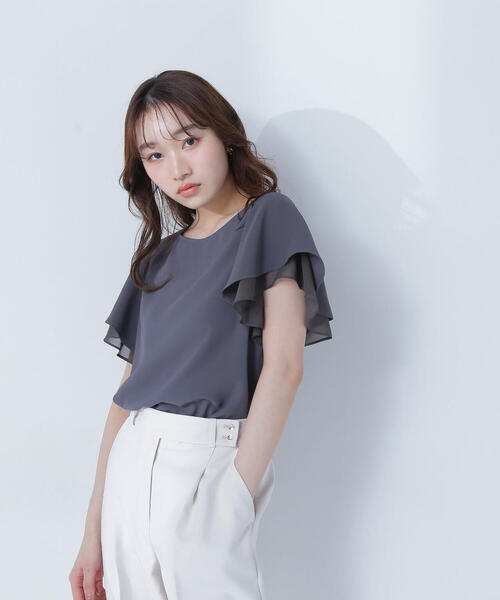 ブラウス シャツ シアーレイヤードフレアブラウス レディース NATURAL BEAUTY BASIC ブラウス シャツ シアーレイヤードフレア