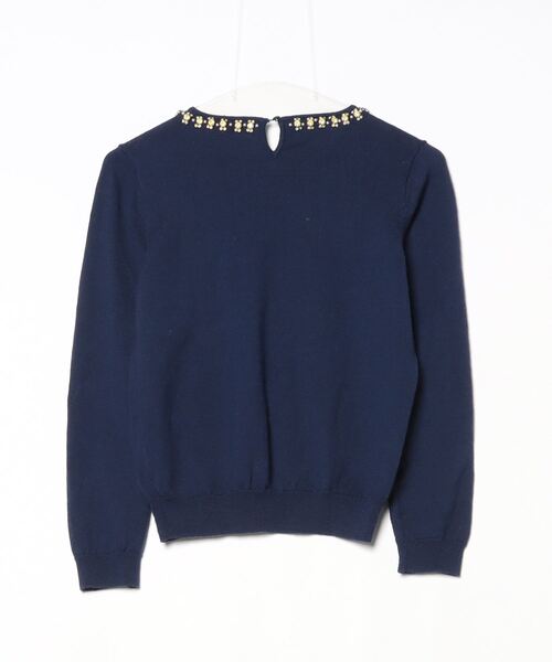 ANAYI（アナイ） ビジュー長袖ニット 36 ネイビー レディース