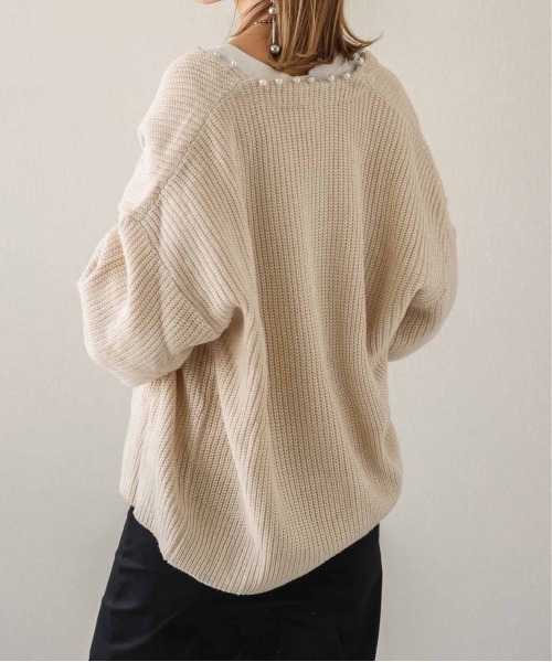 「SUGAR BISKET」 「La-gemme」ニットカーディガン フリー グレイッシュベージュ レディース_画像2