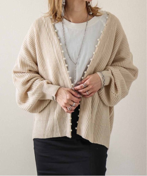 「SUGAR BISKET」 「La-gemme」ニットカーディガン フリー グレイッシュベージュ レディース_画像3
