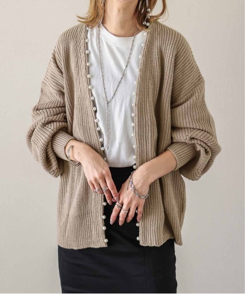 「SUGAR BISKET」 「La-gemme」ニットカーディガン フリー グレイッシュベージュ レディース_画像4