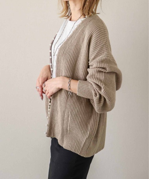 「SUGAR BISKET」 「La-gemme」ニットカーディガン フリー グレイッシュベージュ レディース_画像5