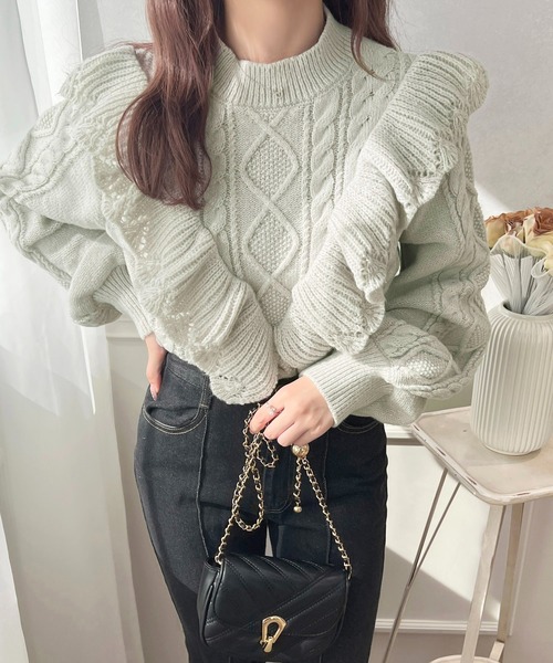 「apres jour」 長袖ニット X-LARGE ミント レディース_画像6