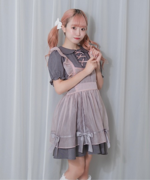 Honey Cinnamon ワンピース シアーエプロンセットワンピース