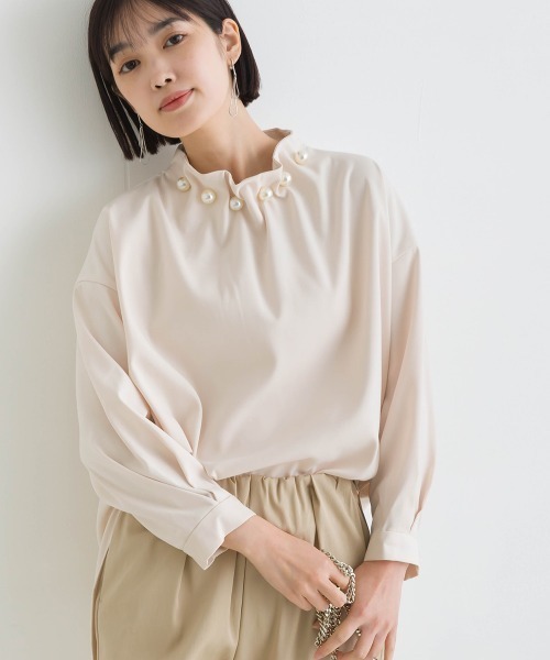 「PICCIN PERLA」 長袖ブラウス M ベージュ レディース