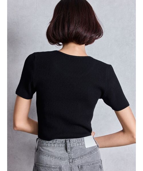 ニット セーター GGプレートハーフスリーブニットトップス レディース GYDA ニット セーター GGプレートハーフスリーブニットトップス