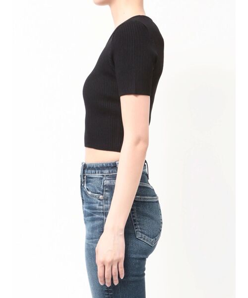 ニット セーター GGプレートハーフスリーブニットトップス レディース GYDA ニット セーター GGプレートハーフスリーブニットトップス