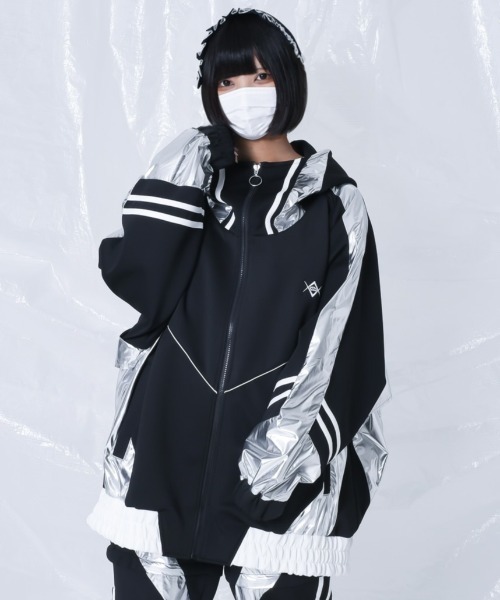 REFLEM ブラック×シルバージップフーディー REFLEM ブラック×シルバージップフーディー