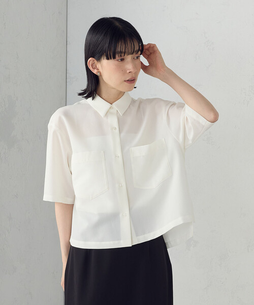 ブラウス シャツ 半袖 クロップド シャツ（S〜M） レディース COMME CA ISM ブラウス シャツ クロップド 半袖シャツ