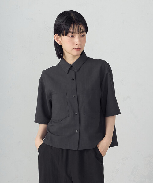 COMME CA ISM ブラウス シャツ クロップド 半袖シャツ