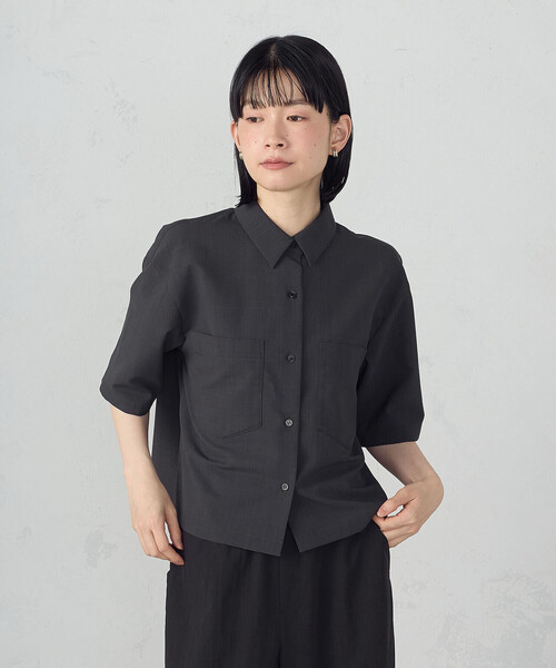ブラウス シャツ 半袖 クロップド シャツ（S〜M） レディース COMME CA ISM ブラウス シャツ クロップド 半袖シャツ