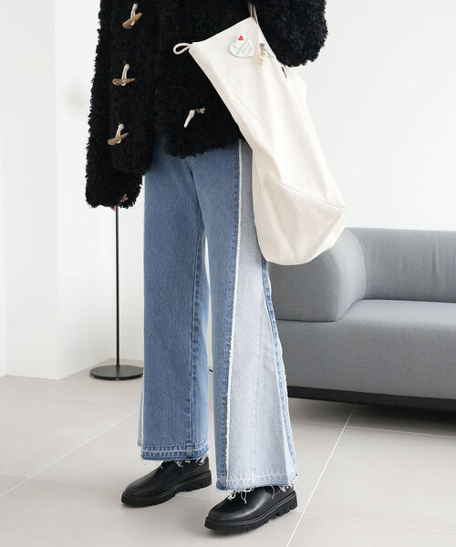 「SLOBE citron.」 加工デニムパンツ 38 サックスブルー レディース