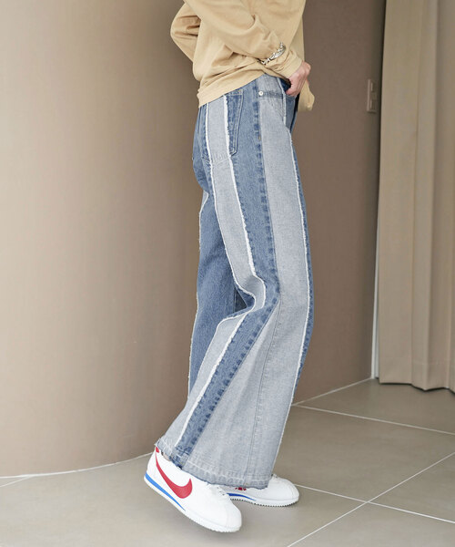 「SLOBE citron.」 加工デニムパンツ 38 サックスブルー レディース