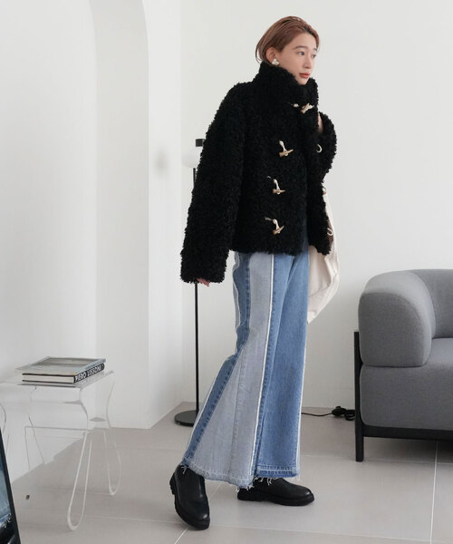 「SLOBE citron.」 加工デニムパンツ 38 サックスブルー レディース