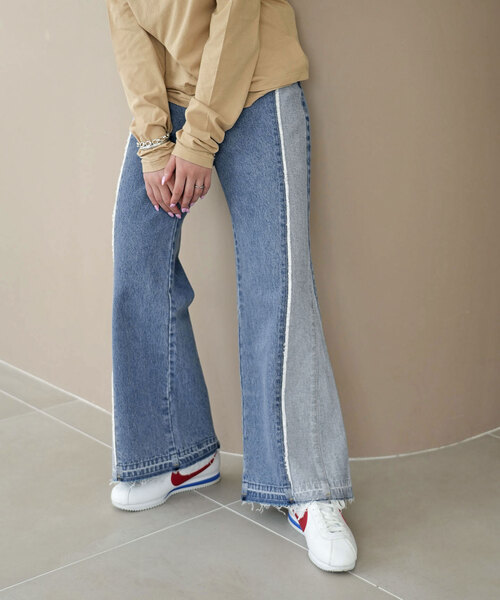 「SLOBE citron.」 加工デニムパンツ 38 サックスブルー レディース